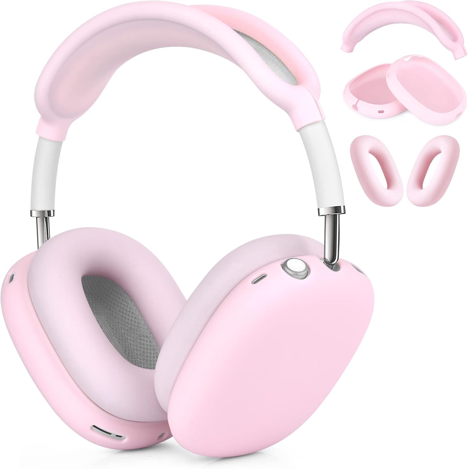 Case for Airpods Max Headphones, Ear Pad Case Cover/Ear Cups Cover/Headband Cover for AirPods Max (USB-C/Lightning)(2024/2020), Silicone Cover for Apple Airpod Max, Accessories Cases(Pink)