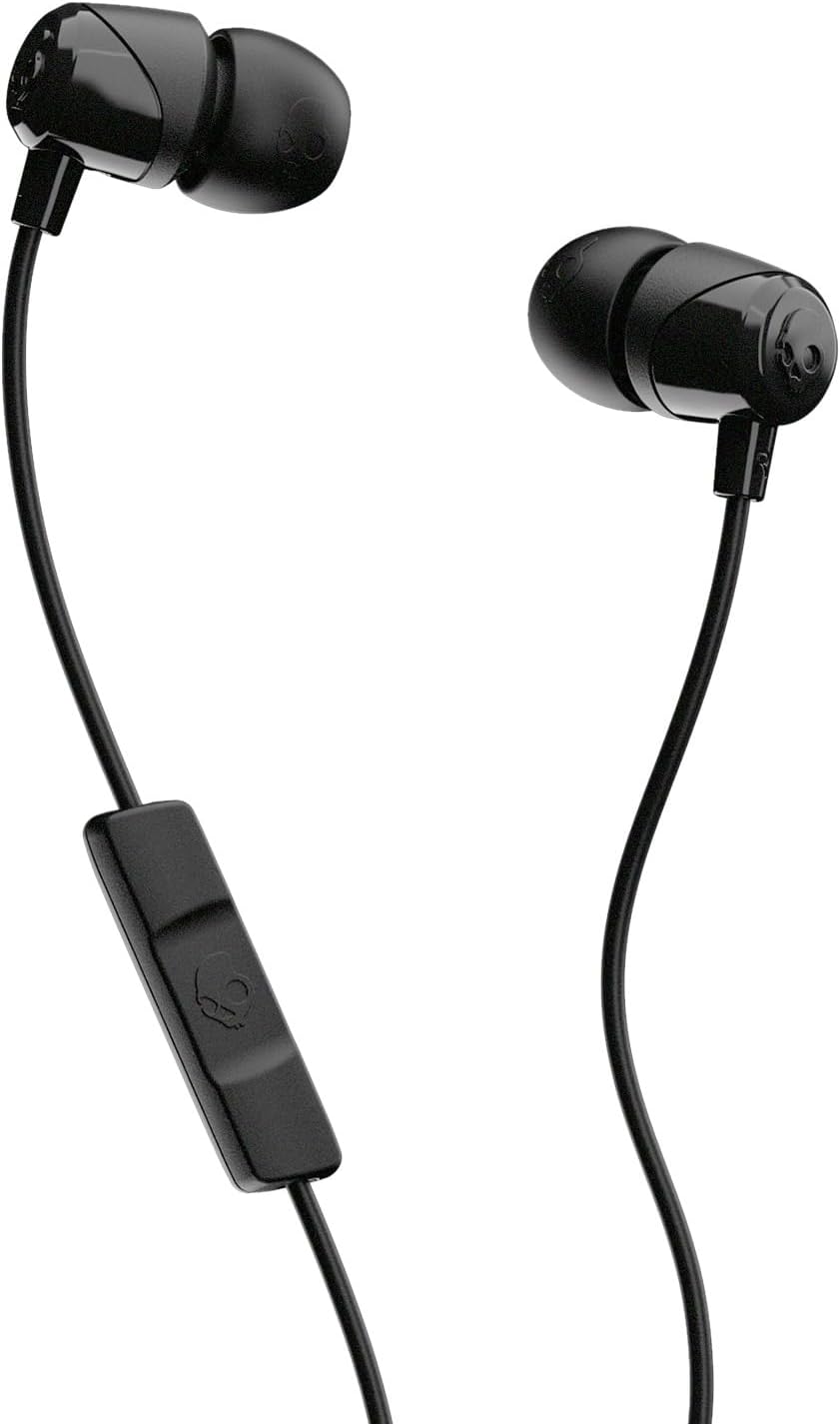 Skullcandy Jib Wired Earbuds with 3.5mm Plug, Noise Isolating Fit, Built-In Microphone Call and Track Control, Convenient for Travel – Black