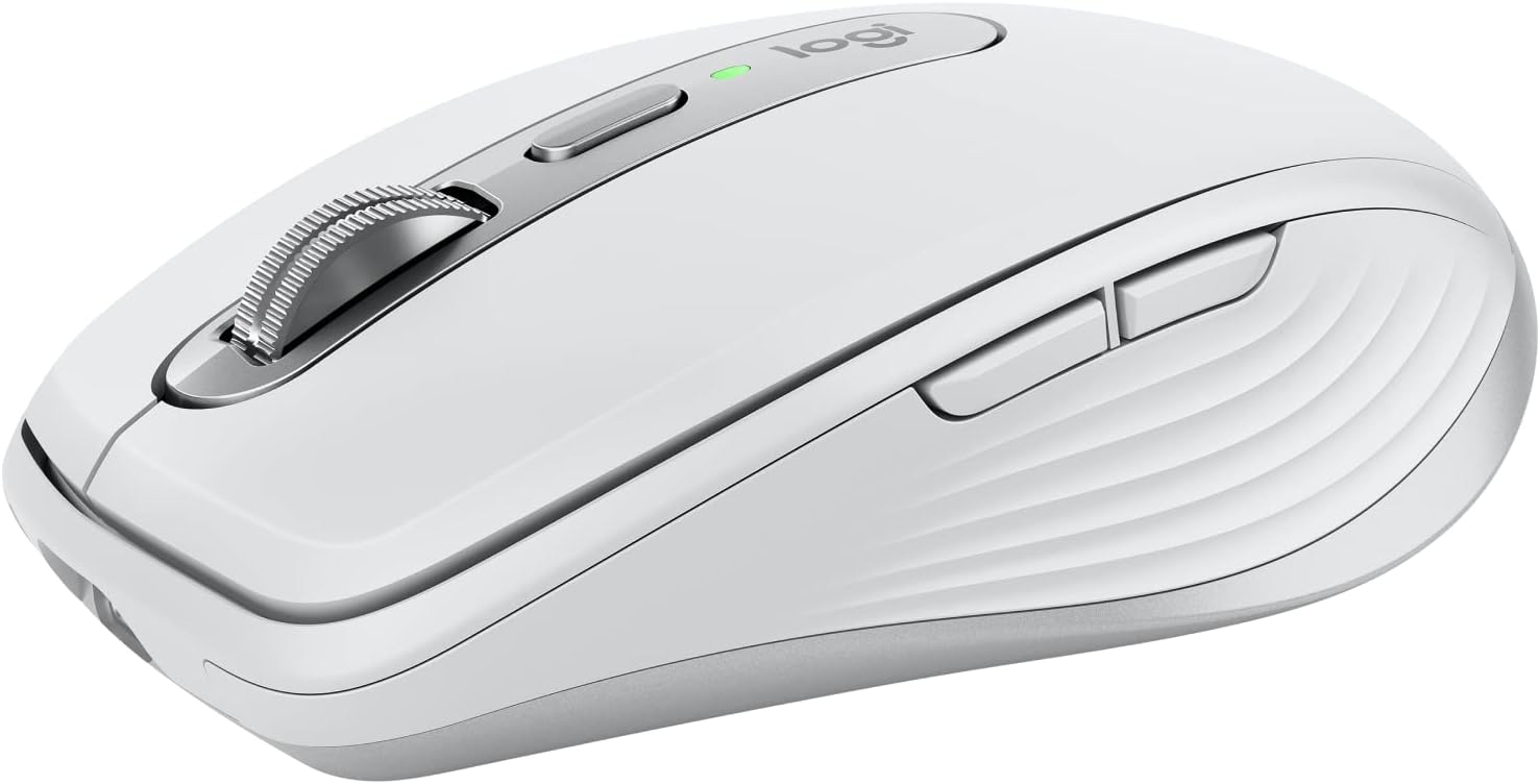 Logitech MX Anywhere 3S Compact Wireless Mouse, Fast Scrolling, 8K DPI Any-Surface Tracking, Quiet Clicks, Programmable Buttons, USB C, Bluetooth, Windows PC, Linux, Chrome, Mac – Pale Grey