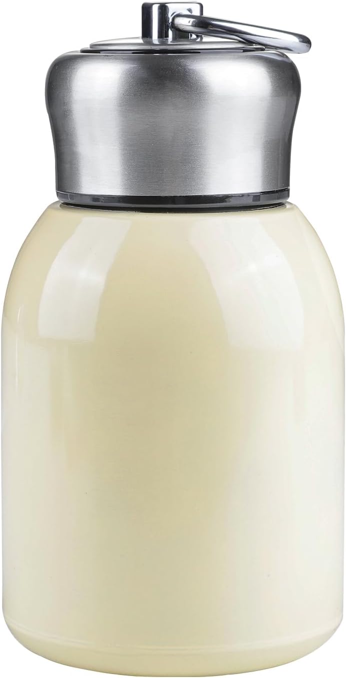 10oz/300ML Small Thermal Mug Leak Proof Vacuum Flasks 304 Stainless Steel Cold and Hot Thermal Flask for Kids Women Office Lunch Coffee Milk Tea (Beige)