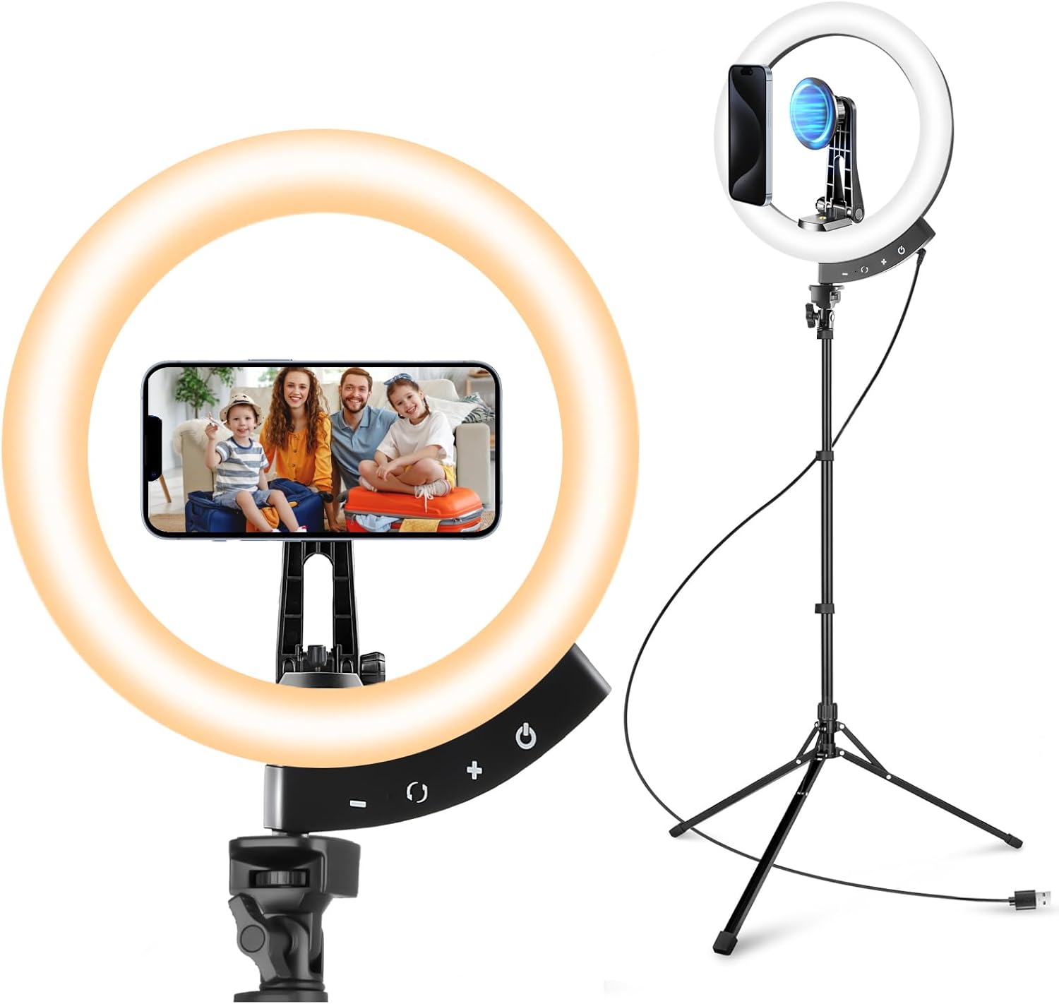 Aureday 12” Ring Light with 62” Tripod Stand and Magnetic Phone Holder, LED Ringlight with Selfie Wireless Remote, Circle Lighting for Video Recording, Makeup, TikTok, Photography