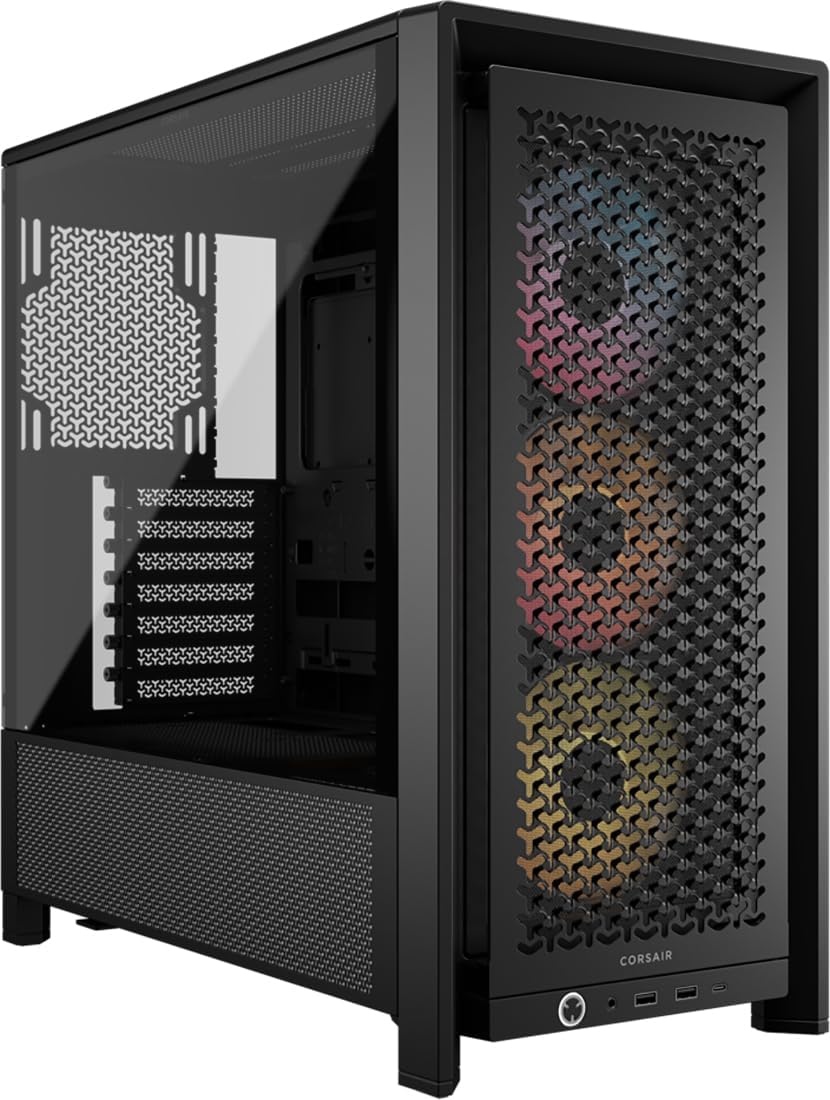 CORSAIR 4000D RS ARGB Frame Modular Mid-Tower ATX PC Case – High Airflow, 3X Pre-Installed RS ARGB Fans, InfiniRail Fan Mounting System, ASUS BTF, MSI Project Zero, Gigabyte Project Stealth – Black