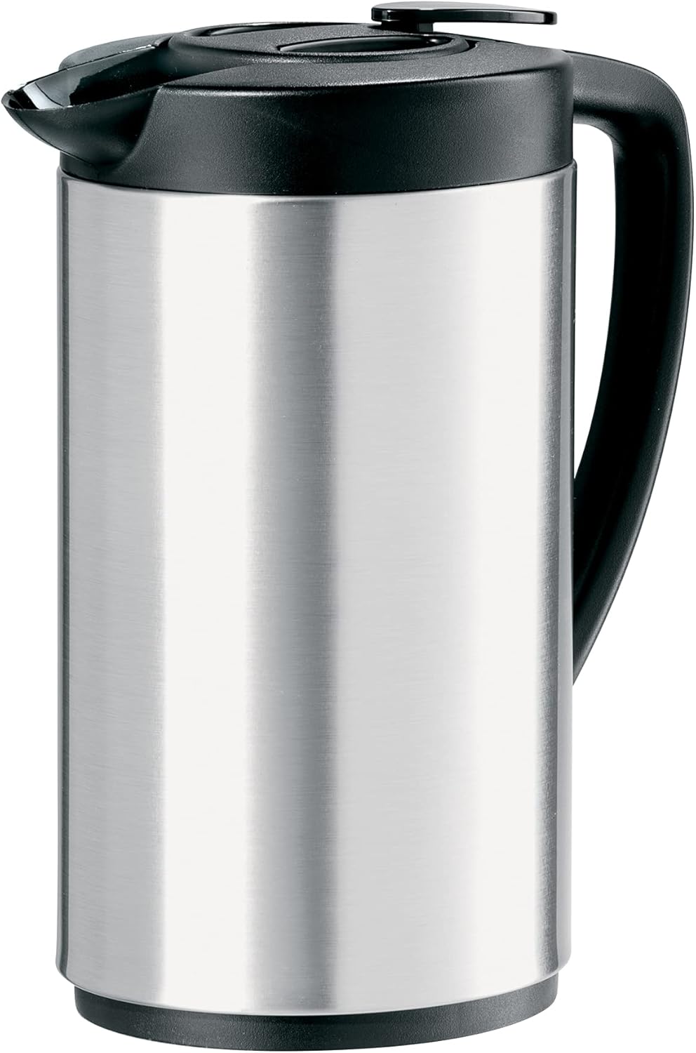 OGGI Oval Carafe Glass Liner – Stainless Steel Body, 1 Liter / 34oz Capacity – Ideal Glass Vacuum Coffee Carafe and Tea Thermos, Press Button for Easy Pouring – Stainless