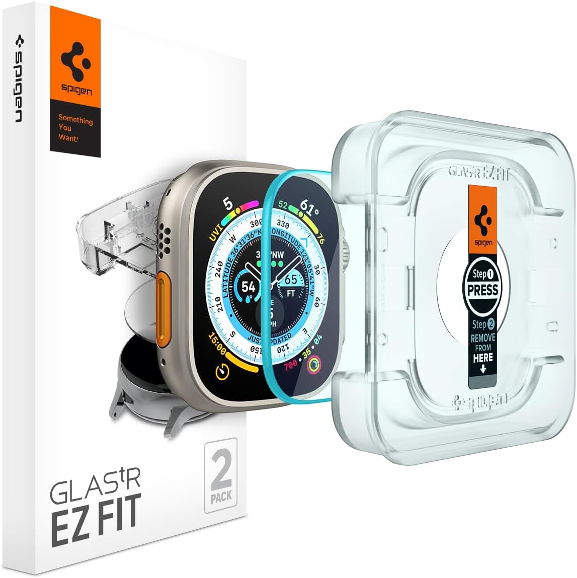 Spigen EZ Fit Tempered Glass Screen Protector for Apple Watch Ultra 2, Apple Watch Ultra (49mm) – 2 Pack