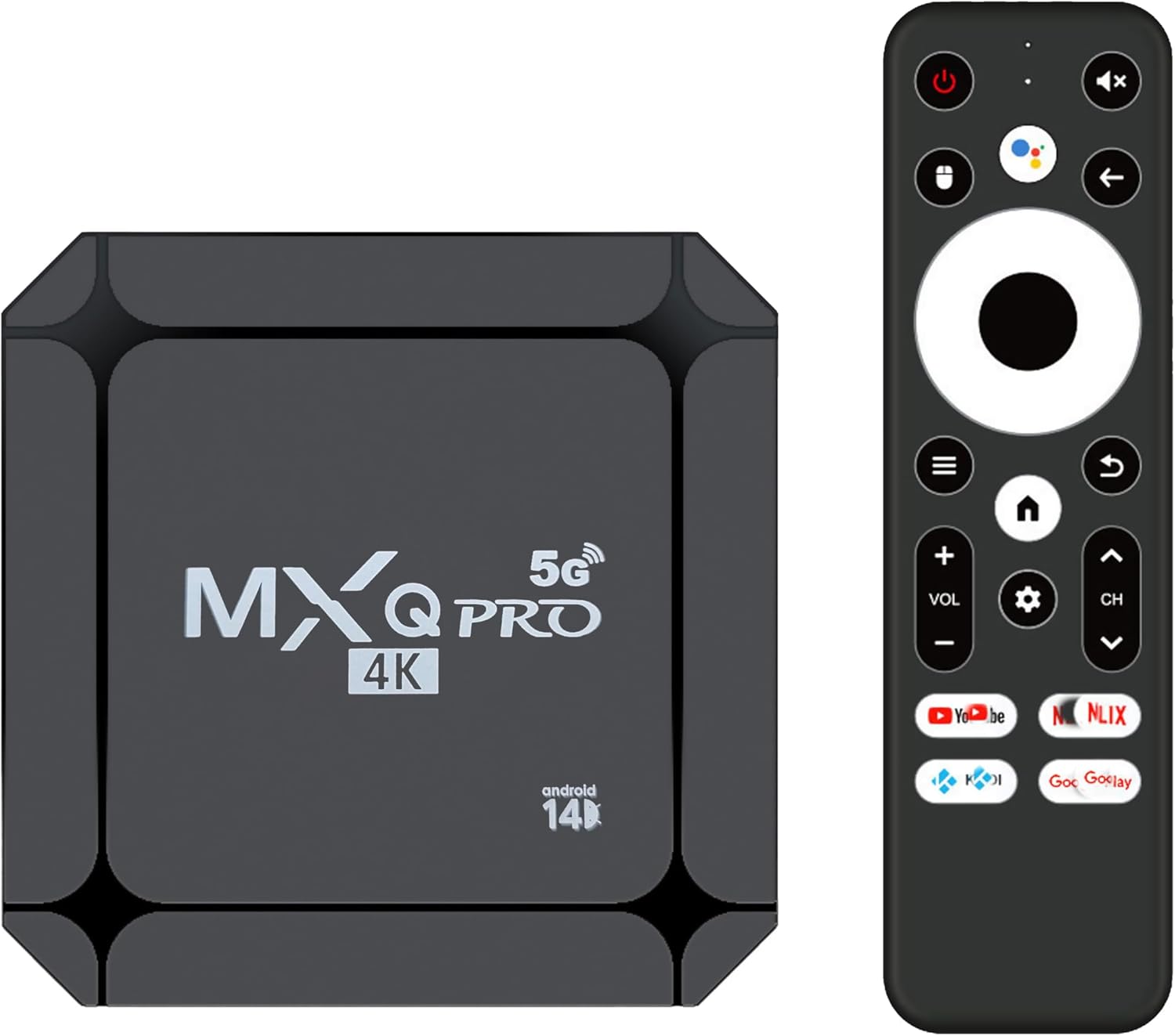 MXQ Pro 5G Android 14.0 TV Box 2025 Upgraded Ram 2GB ROM 16GB Dual Band 2.4G/5.8GHz WiFi6 BT5.0 4K AV1 USB 3.0 Ultra HD Voice Control Smart Home Player