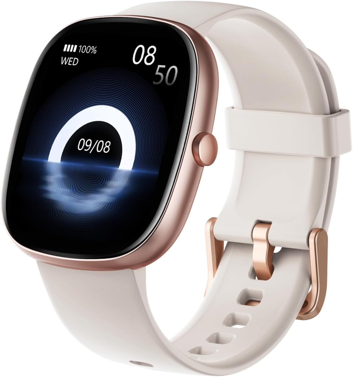 HUAKUA Smart Watches for Women Men (Answer/Make Calls), 1,85″ HD Smart Watch for iPhone/Android Phones, Fitness Tracker with 100+ Sport Heart Rate/Sleep Monitor Pedometer IP68 Waterproof (Cream)