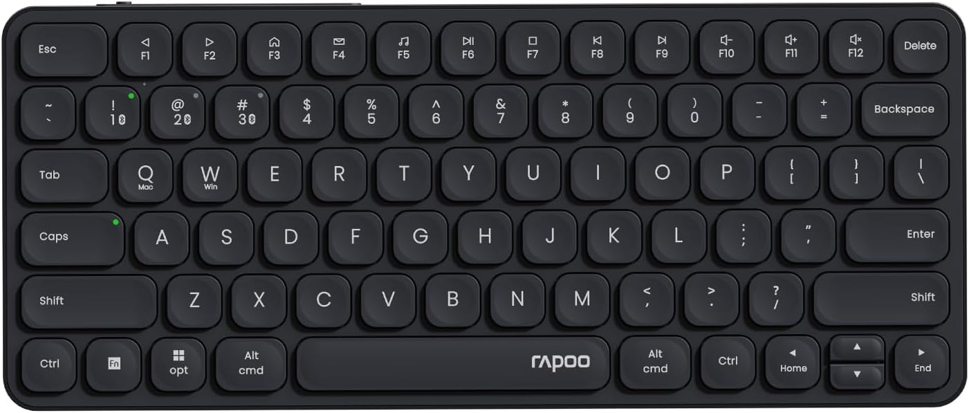 Rapoo E9050L Multi-Device Wireless Keyboard, Blade-Series E9050L 78-Key Ultra-Thin Keyboard, Support 4 Devices, Low-Profile, Quiet, USB-C, Rechargeable, Al-Alloy Frame, for Windows/Mac/Linux/Chrome