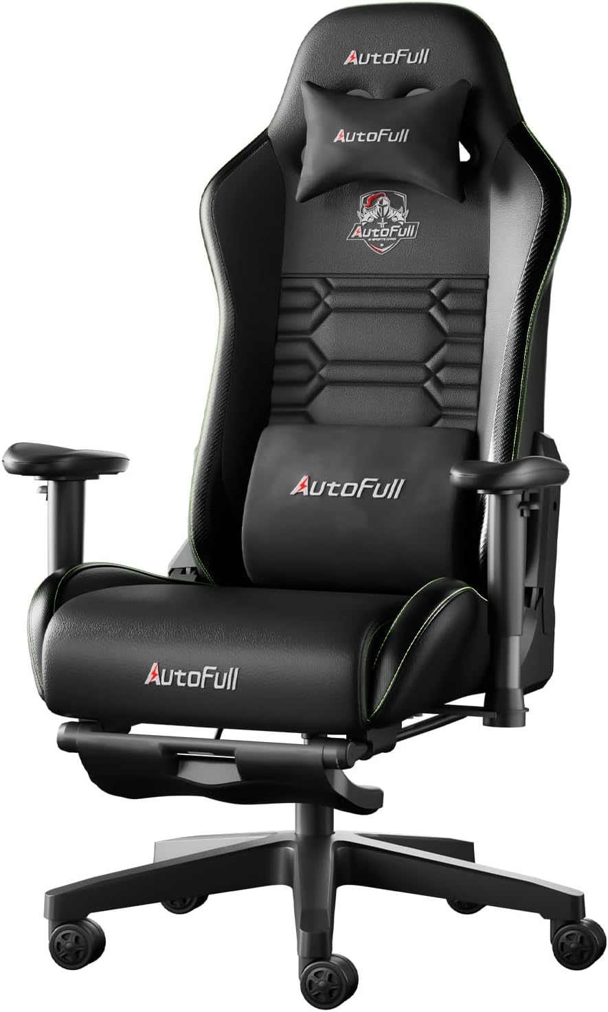 AutoFull C3 Gaming Chair, Racing Style Gaming Chair with Velvet Material Ergonomic Lumbar Support,Adjustable High Back PU Leather PC Chair,Black