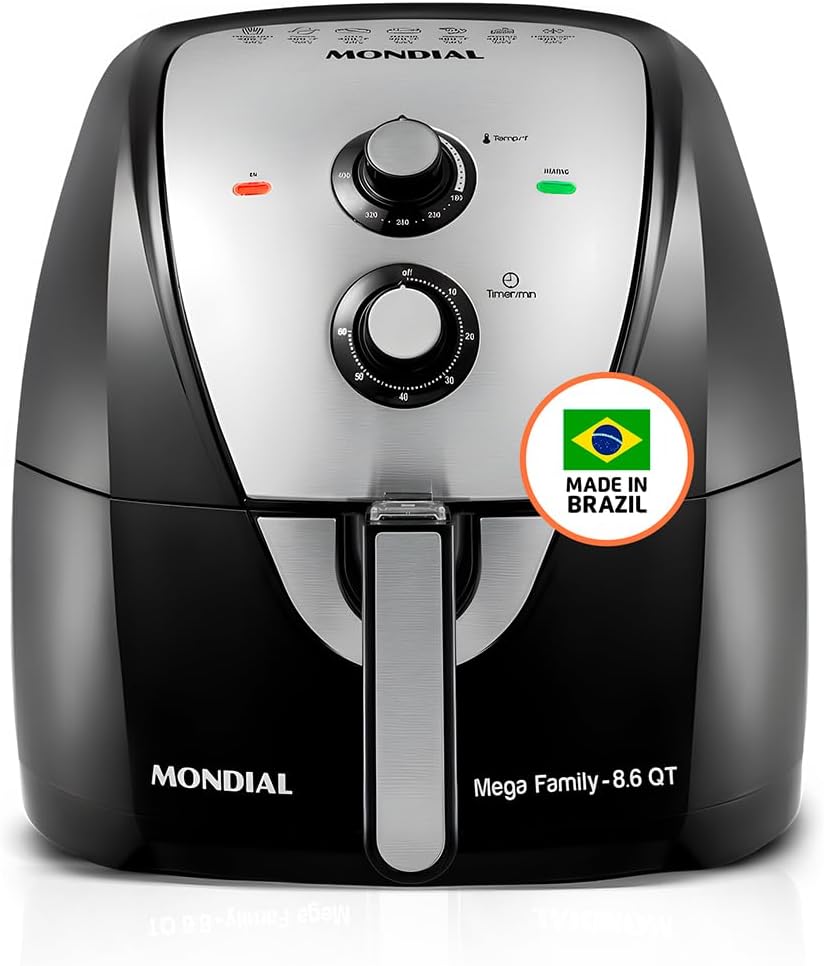 Air Fryer – 8.6 Quart Extra-Large Air Fryer, 2 Simple Dial Controls, 1800 Watts – Quick Heat Circulation Technology, Low Fat Cooking Less Calories – Removable Squared Basket – Black