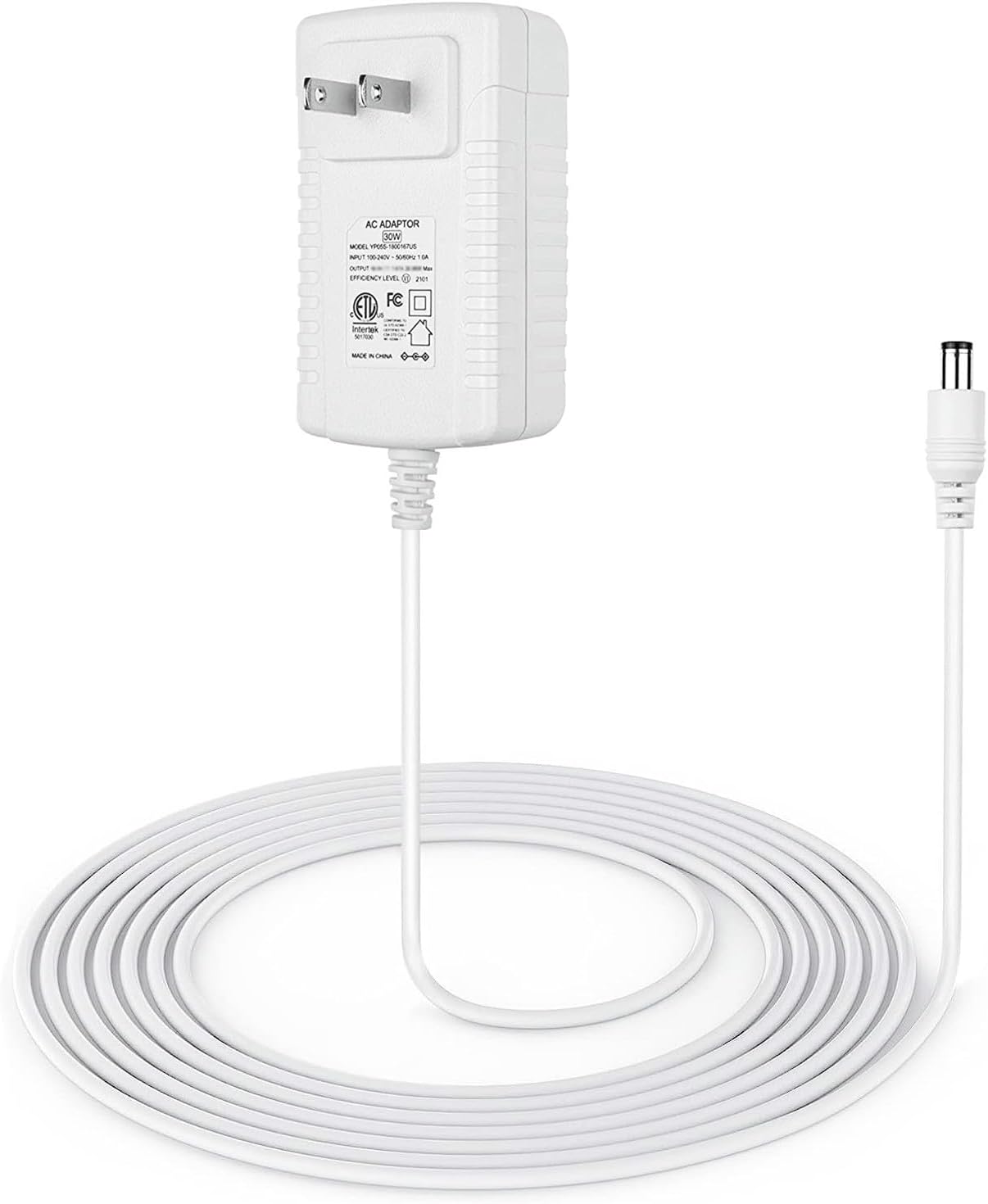 30W Power Cord Adapter Replacement for Echo Show 8 3rd Gen., Show 10 3rd Gen., Show 15, Show 21, Echo 3rd/4th Gen. – White Wall Charger Cable, 5ft
