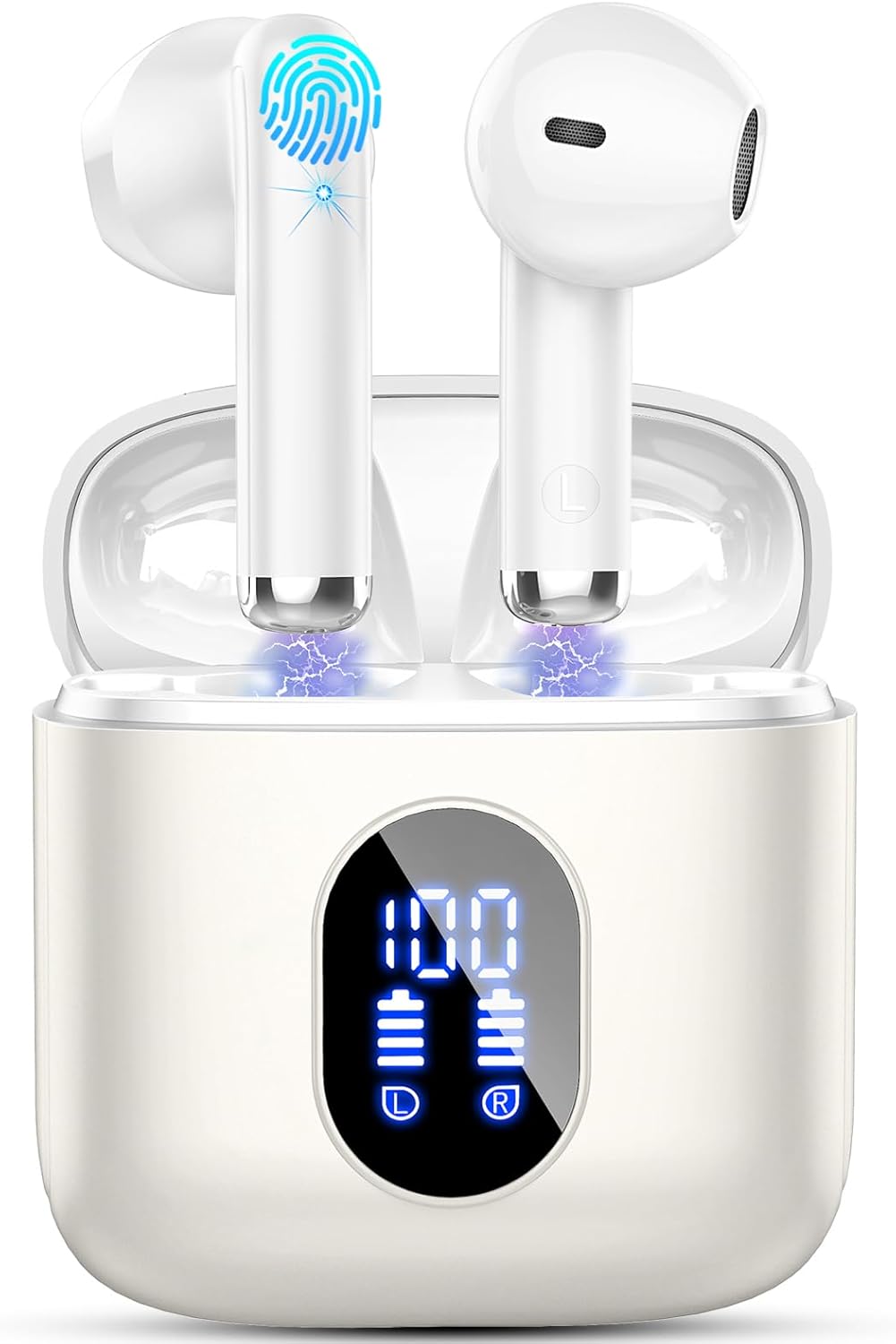 Wireless Earbuds Bluetooth Earbuds Hi-Fi Stereo, 2024 Ear Buds with 4 ENC Mics, 3g Mini Bluetooth Headphones in Ear, 30H USB-C LED Charging Case, IP7 Waterproof Wireless Earphones for Android iOS