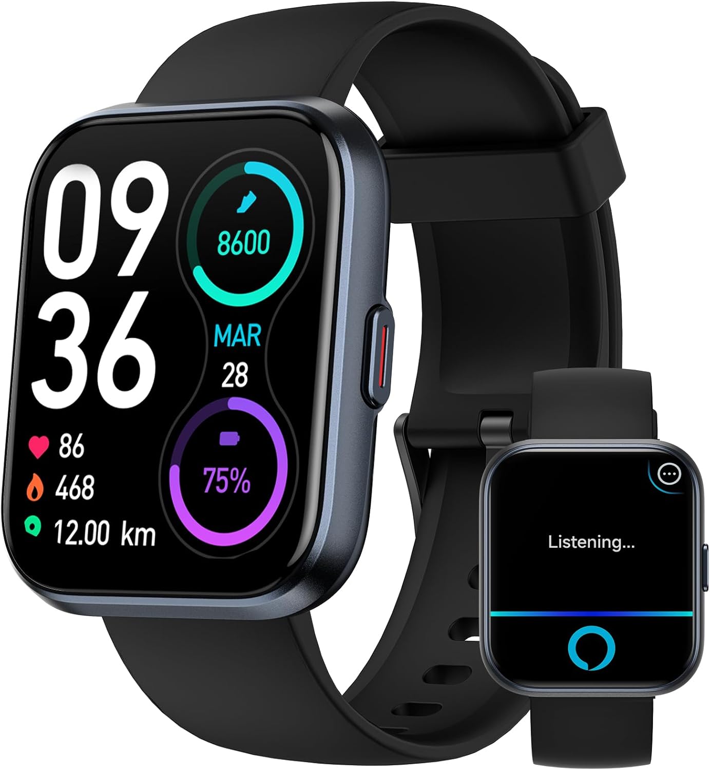 Smart Watch for Men Women Android iPhone, Alexa Built-in Fitness Watch with 1.8″ LCD Screen & Bluetooth Call (Make/Answer), Heart Rate/SpO2/Sleep Monitor, 100 Sports, IP68 Waterproof Smartwatch