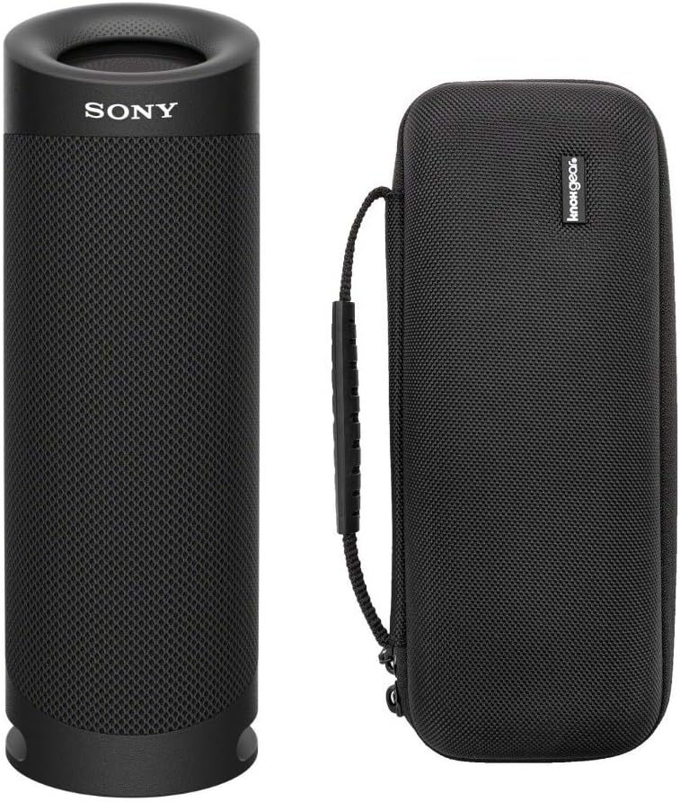 Sony SRSXB23 Extra BASS Bluetooth Wireless Portable Waterproof Speaker (Black) with Hardshell Travel and Protective Case Bundle (2 Items) – Compact, Lightweight Design, up to 12 Hours of Playtime