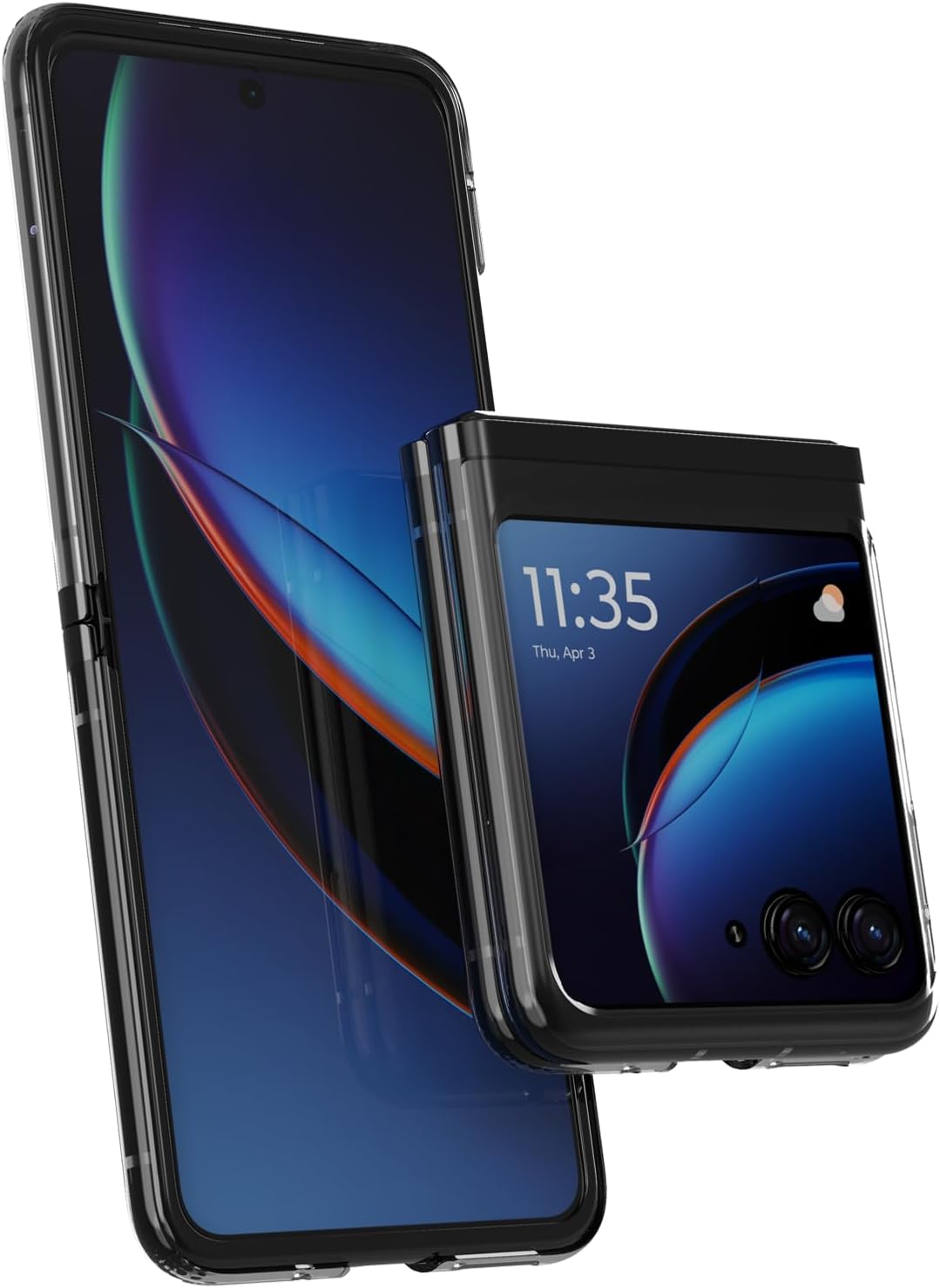 Motorola Razr+ (Plus) 2023 / Razr 40 Ultra Clear Case- Showcase Your Phone, Slim, Lightweight Protection, Hingeless Shell, CNC Precision Cutouts- Infinite Black NCVM Accent Trim
