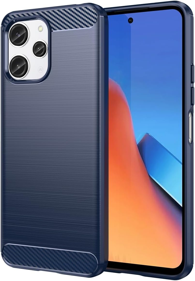 Case for Redmi 12 Case, for Redmi 12 5G Case/Poco M6 Pro 5G/for Redmi Note 12R/for Redmi 12R Carbon Fiber Slim Soft TPU Case Protective Shockproof Phone Cover for Xiaomi Redmi 12 Navy Blue