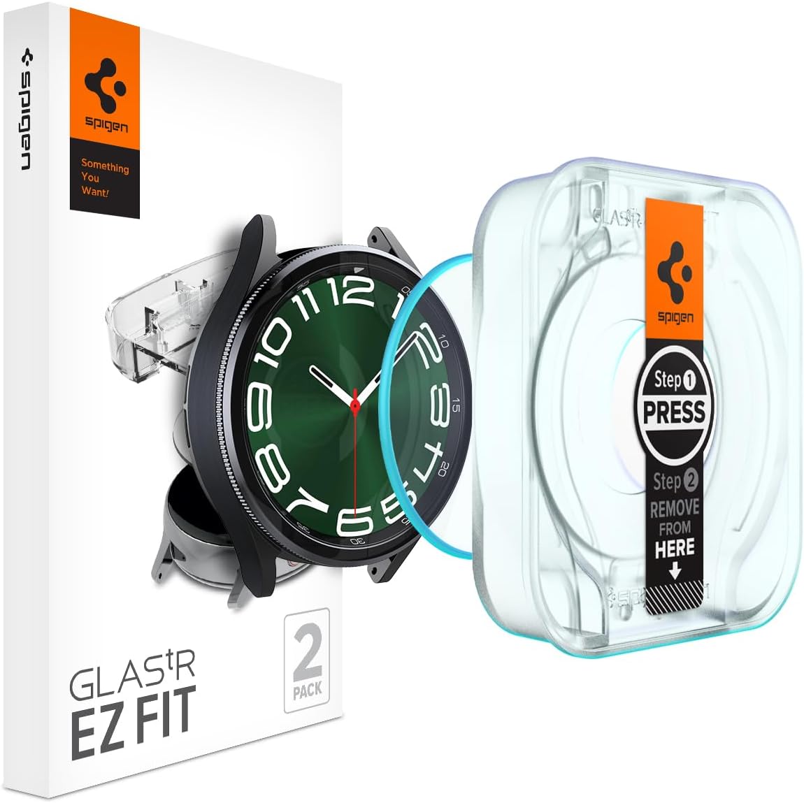 Spigen Tempered Glass Screen Protector [GlasTR EZ FIT] designed for Galaxy Watch 6 Classic (47mm) – 2 Pack