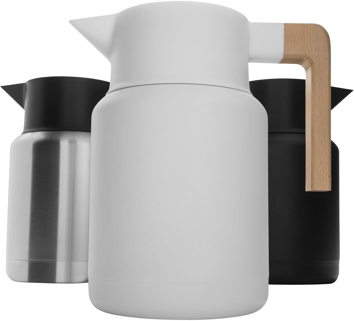 Hastings Collective Thermal Coffee Carafe 50 Oz – Large Stainless Steel Insulated Carafe – 1.5 Liter Double Walled Vacuum Thermos Coffee and Beverage Dispenser with Tea Infuser and Strainer (White)