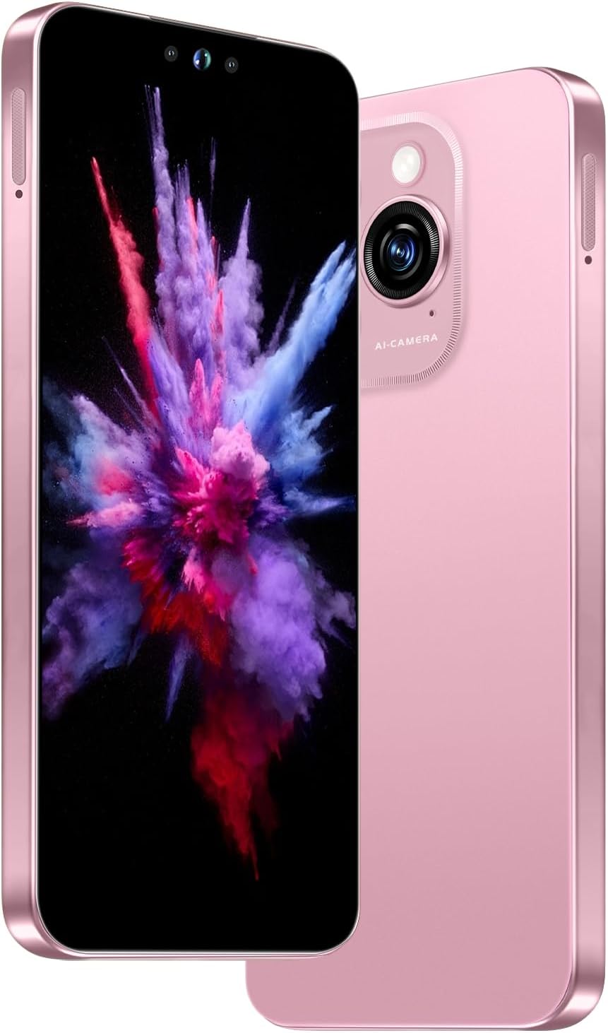 16PROMA X Unlocked Phone,6.99″ HD Screen The Phone,8+256GB with 128GB Memory Card Cell Phone, Android 13.0,108MP & 68 Camera,Photo Shortcut button/5G/Face ID/Fingerprint Lock (Pink)