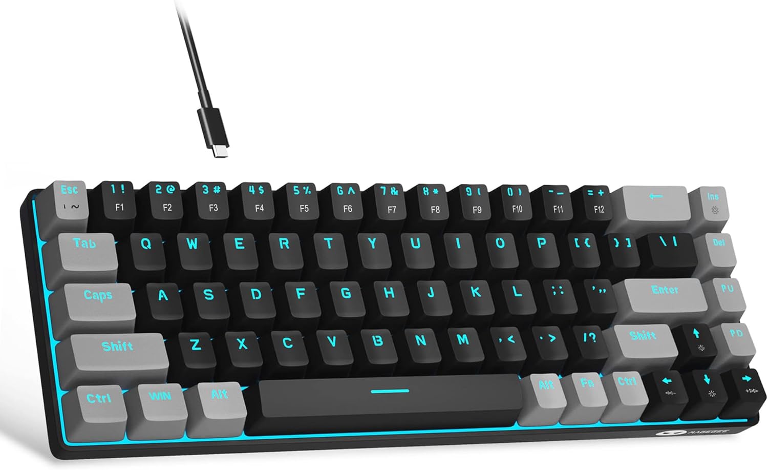 MageGee Portable 60% Mechanical Gaming Keyboard, MK-Box LED Backlit Compact 68 Keys Mini Wired Office Keyboard with Red Switch for Windows Laptop PC Mac – Black/Grey