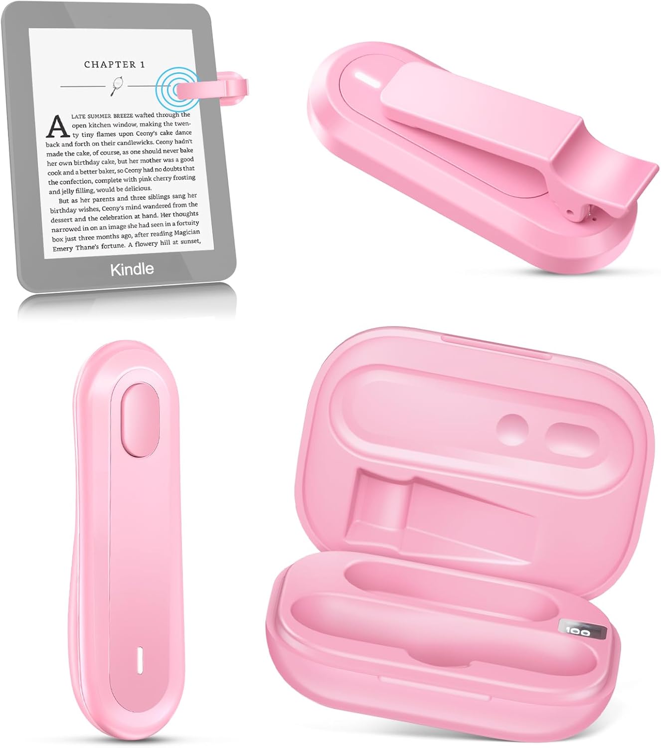 Page Turner for Kindle Paperwhite, Remote Control Page Turner for iPad iPhone, Wireless Clicker for Kindle Accessories for Reading in Bed (Pink)