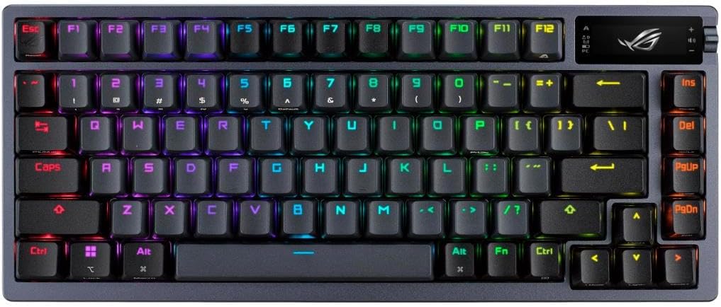 ASUS ROG Azoth 75 Wireless DIY Custom Gaming Keyboard, OLED Display, Gasket-Mount, Three-Layer Dampening, Hot-Swappable Pre-lubed ROG NX Snow Switches & Keyboard Stabilizers, PBT Keycaps, RGB