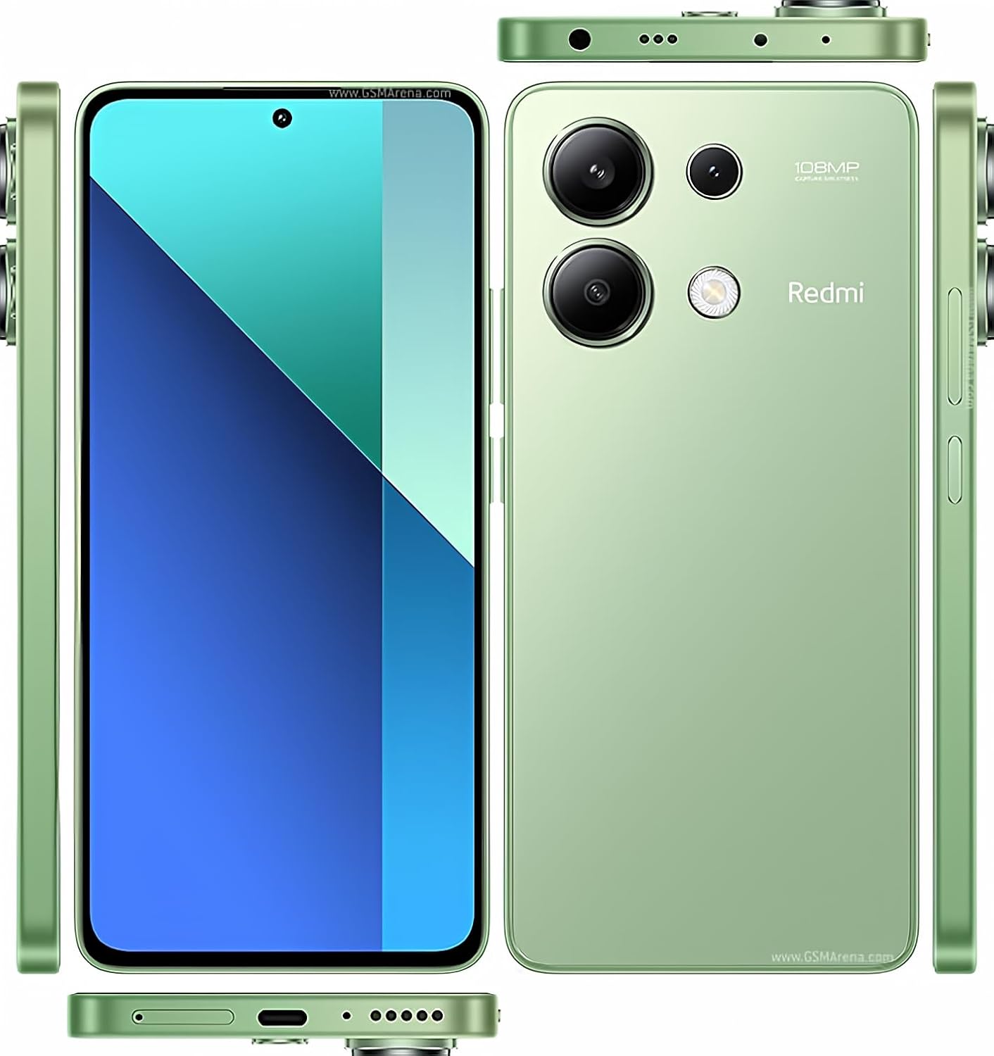 Xiaomi Redmi Note 13 4G LTE (for Tmobile Mint Tello Global) (256GB + 8GB) 6.67″ 108MP Triple Global Bands Unlocked (Mint Green)