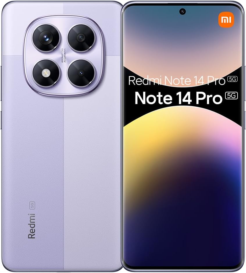 Xiaomi Redmi Note 14 Pro 5G + 4G LTE (for Tmobile Mint Tello & Global) (512GB + 12GB) NFC 6.67″ 120Hz 200MP Pro AI Camera Model 24090RA29G Unlocked Dual Sim (Lavender Purple)