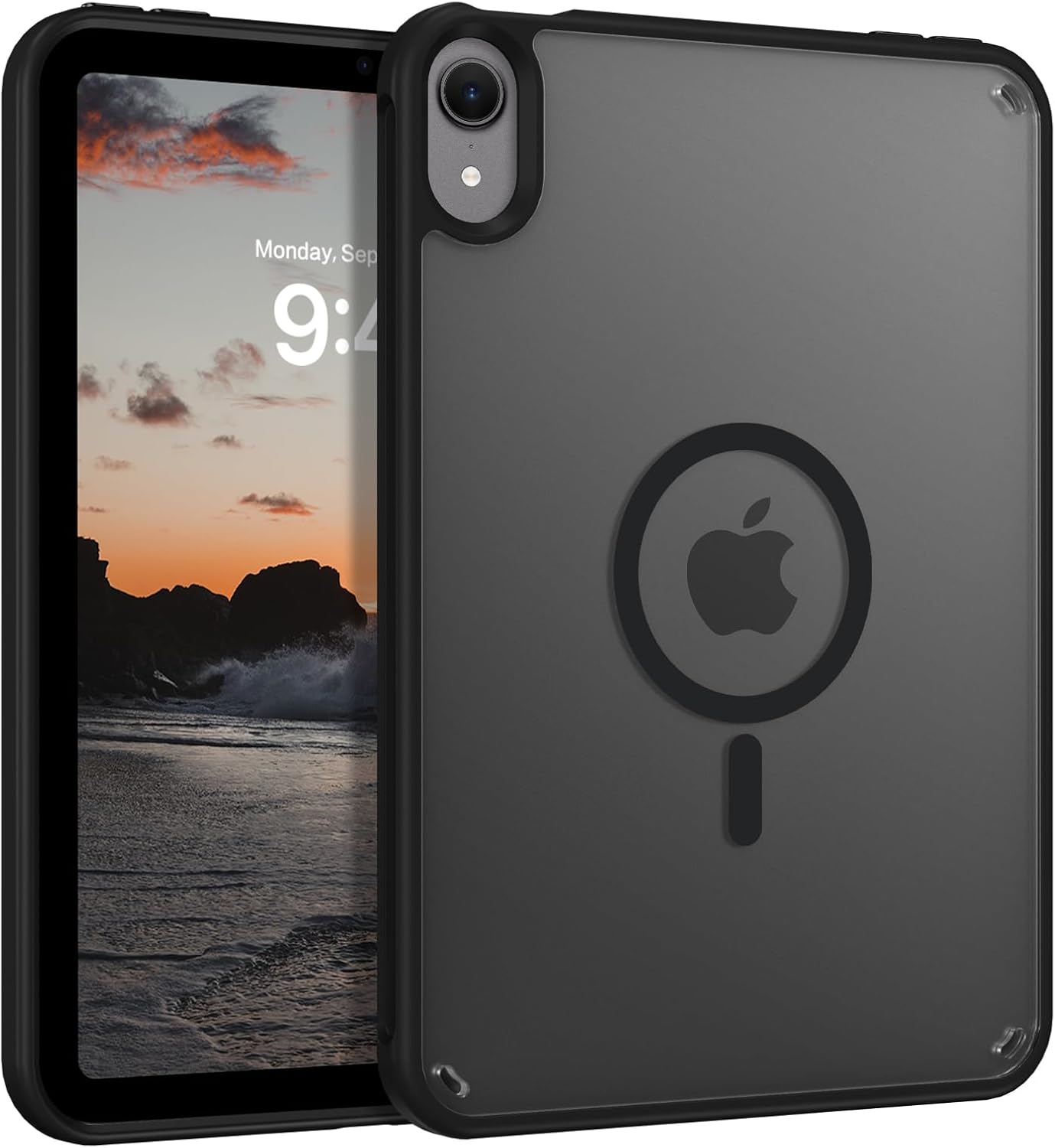 Telaso for iPad mini 7 A17 Pro 2024/iPad Mini 6 2021 8.3 Inch iPad mini 7th/6th Gen Magnetic Case, Translucent Matte Back Soft TPU Bumper Military Grade Protective Case for iPad mini 7/Mini 6, Black