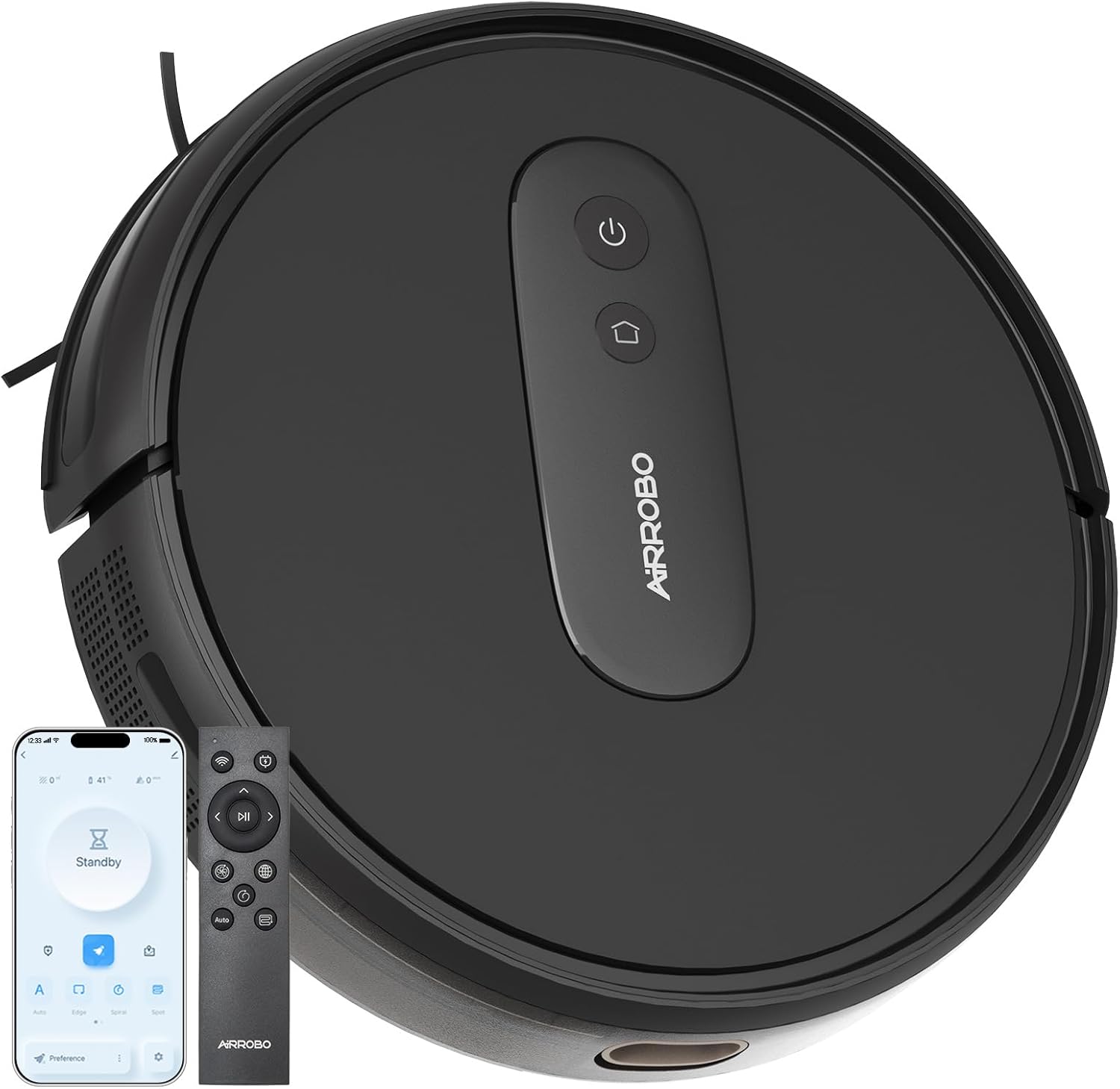 AIRROBO Robot Vacuums with 2800Pa Suction, 3-inch Slim Body, Gyroscope Navigation, Remote & App Control, 600ML Dustbin, Automatic Recharge – Ideal Robot Vacuums Cleaner for Homes