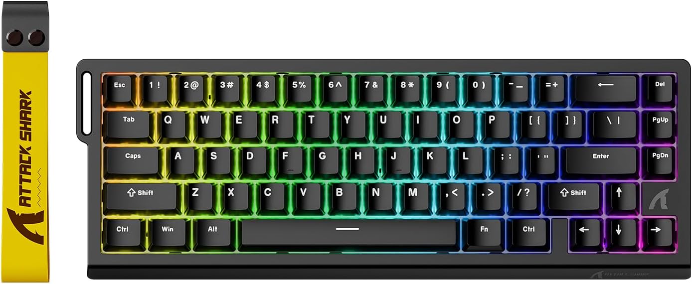 ATTACK SHARK X68 HE Rapid Trigger Mechanical Gaming Keyboard 60% Wired TKL with Adjustable Actuation,Hall Effect Magnetic Switch,8KHz Polling Rate,RGB Backlit,Top Mount for PC Mac Esport Gamer(Black)