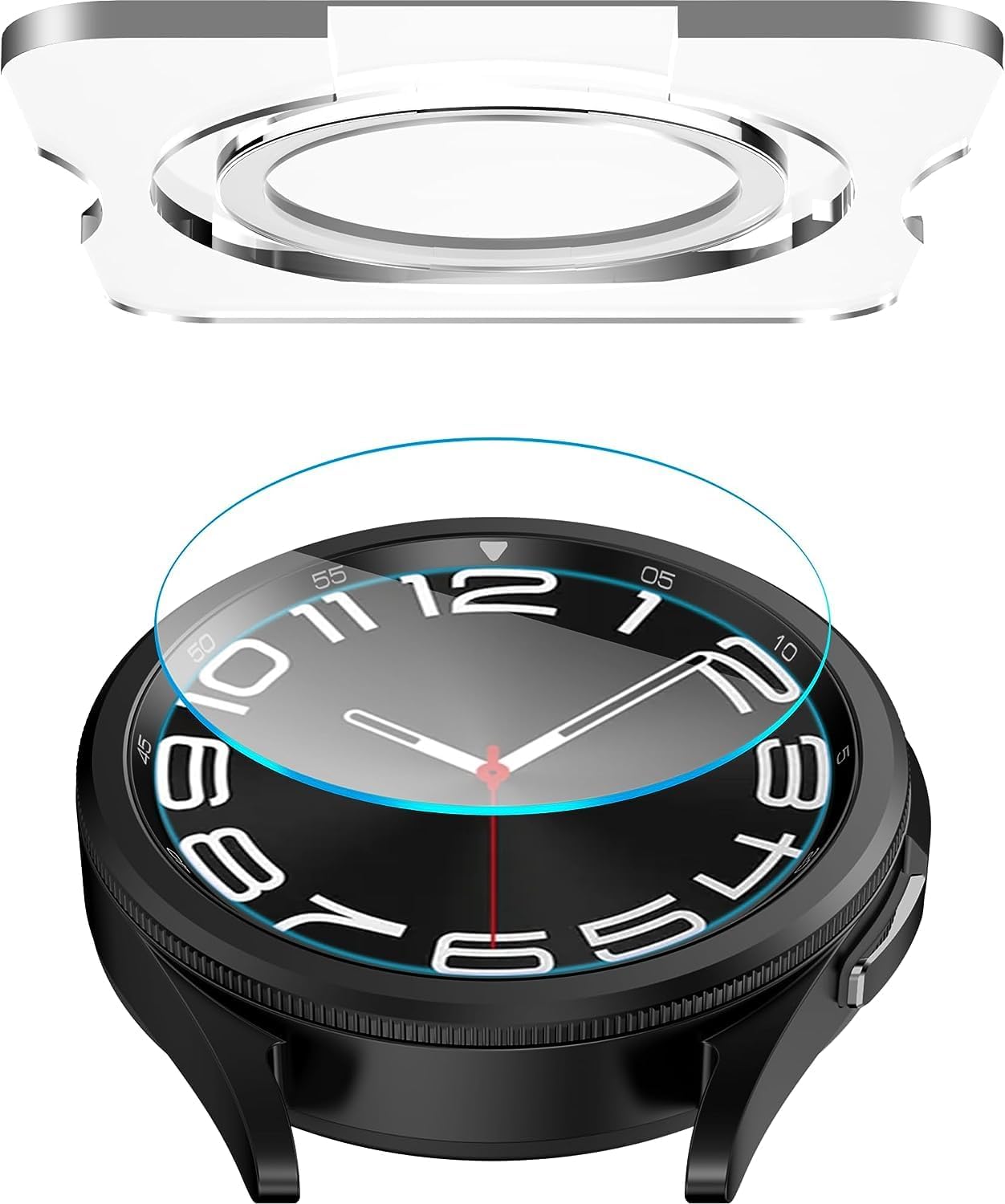 SPGUARD [2 Pack for Samsung Galaxy Watch 6 Classic 43mm Screen Protector,Auto-alignment Installation Kit Accessories Full Protective Tempered Glass Film Compatible with Galaxy Watch6 Classic 43mm