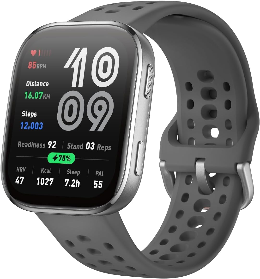 Amazfit Bip 6 Smart Watch 46mm, 14 Day Battery, 1.97″ AMOLED Display, GPS & Free Maps, AI, Bluetooth Call & Text, Health, Fitness & Sleep Tracker, 140+ Workout Modes, 5 ATM Water-Resistance, Charcoal