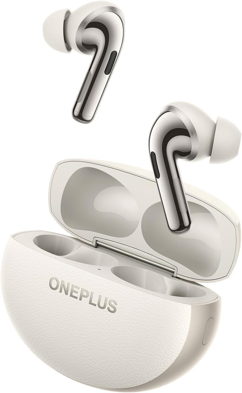 OnePlus Buds Pro 3 Wireless Earbuds, Dual Drivers in-Ear Buds, Dual DACs, Dynaudio EQs, Up to 50dB Adaptive Noise Cancellation, Up to 43Hrs Battery (Lunar Radiance)