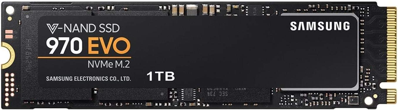 SAMSUNG 970 EVO SSD 1TB – M.2 NVMe Interface Internal Solid State Drive + 2mo Adobe CC Photography with V-NAND Technology (MZ-V7E1T0BW), Black/Red