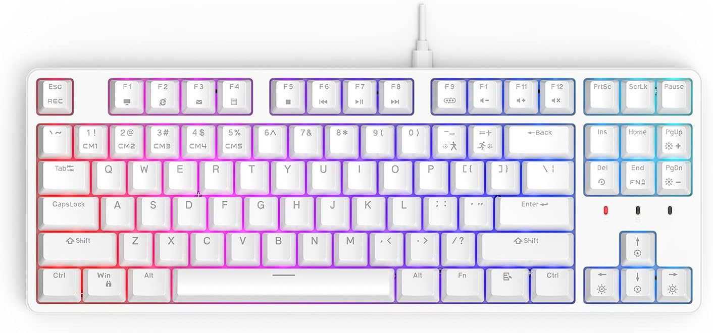 CIY X77 Hot-Swappable Mechanical Keyboard/RGB Gaming Keyboard/USB C/Anti Ghosting/N-Key Rollover/Compact Layout 87 Key/Magnetic Upper Cover/for Mac Windows (White and Red switch)