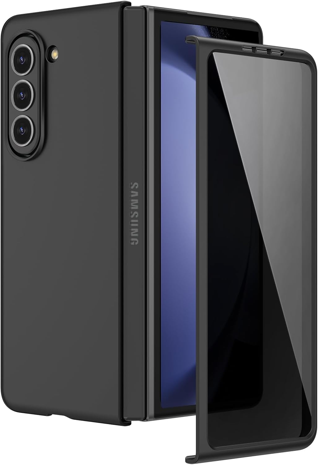 Ruky for Samsung Galaxy Z-Fold-5-Case, with Built-in Privacy Screen Protector & Support Wireless Charging Slim Full Body Protective Phone Case for Samsung Galaxy Z Fold 5 5G, Black