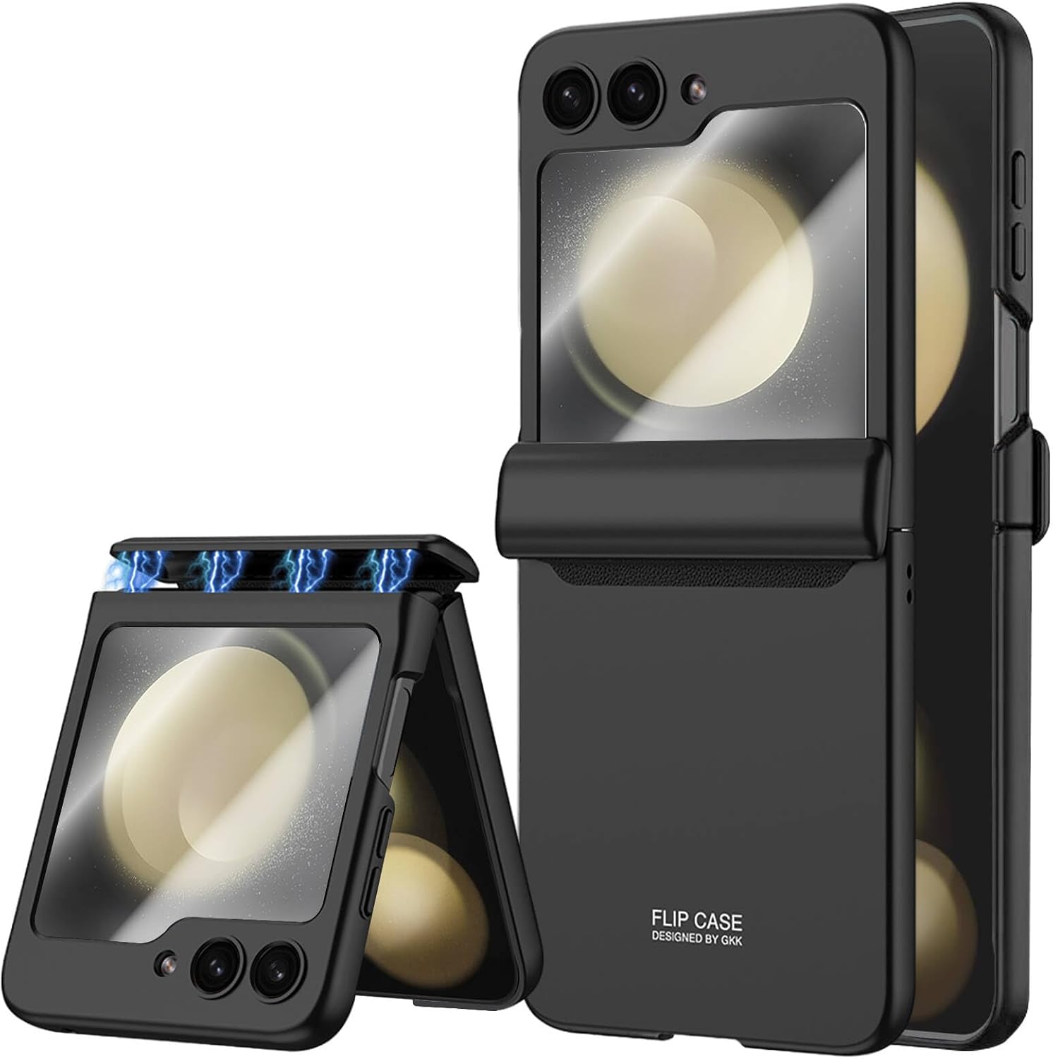 STORMTAL for Samsung Galaxy Z Flip 5 Case, Hinge Protection, Built-in Screen Protector, Wireless Charging, Shockproof, Anti Scratch Slim Phone Protective Cover for Galaxy Z Flip 5, 2023 Black