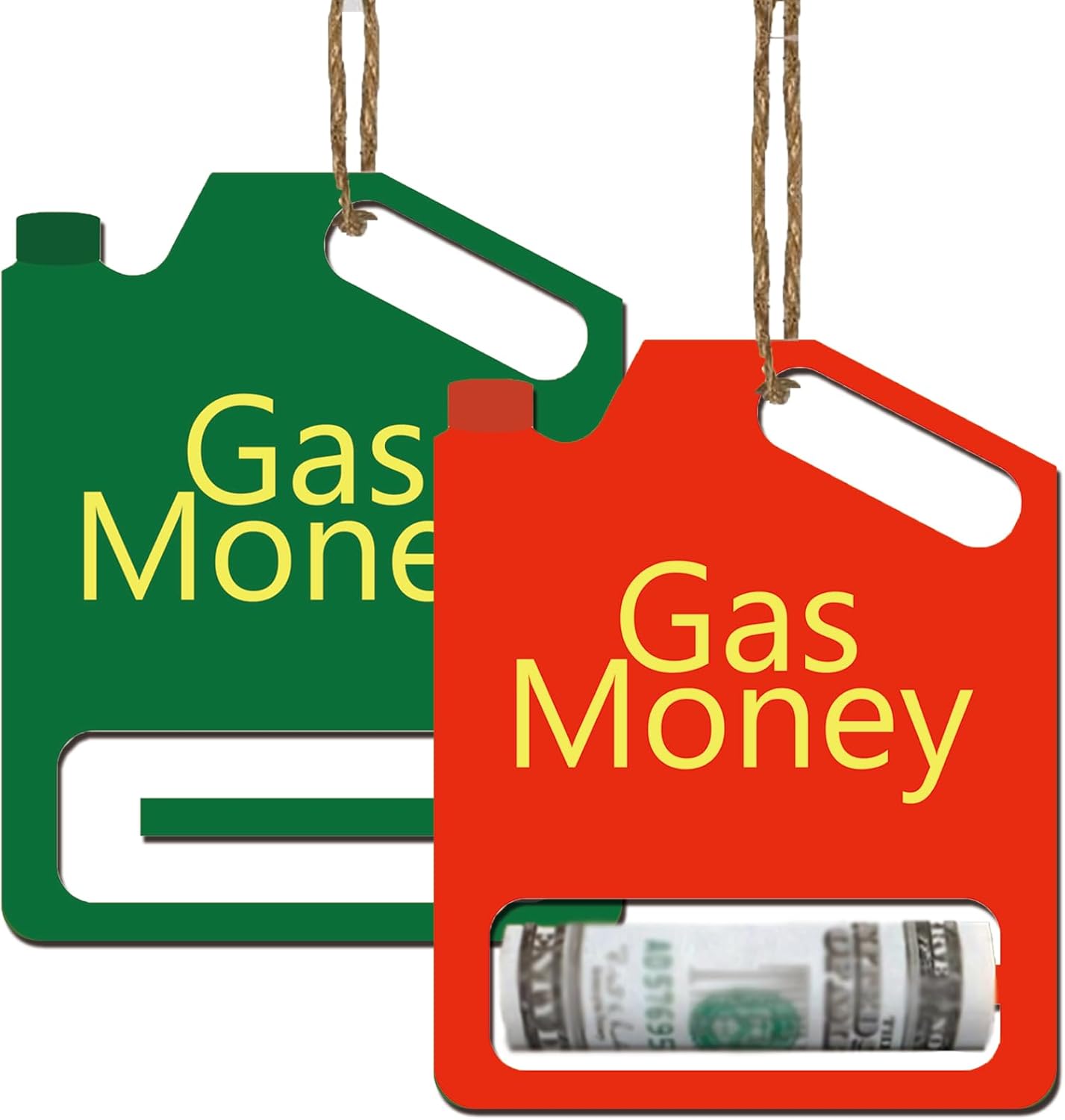 2 Set Gas Gift Cards Gas Money Greeting Cards Folded Greeting Card Gas Can Ornament Funny Money Holder Ornament Small Gas Can for Teacher’s Gift Funny for Mom Dad New Year Gifts
