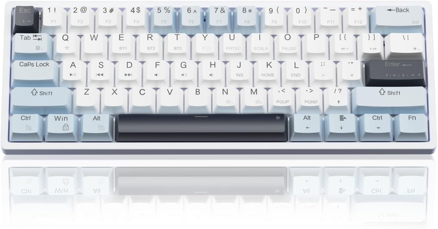 SK961 Wireless Mechanical Keyboard with RGB Backlight,Tri-Mode BT5.0/Wired/2.4GHz 60 Percent Wireless Gaming Keyboard,Red Switch
