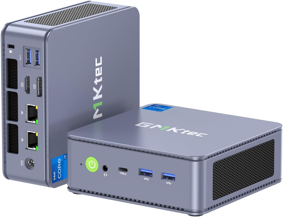 GMKtec Mini PC Intel i7-13620H (Up to 4.9GHz) 32GB DDR5+2TB PCIe4.0 SSD i225V Dual NIC Mini Desktop Computers/USB-C/USB4.0 K7 Plus Blue