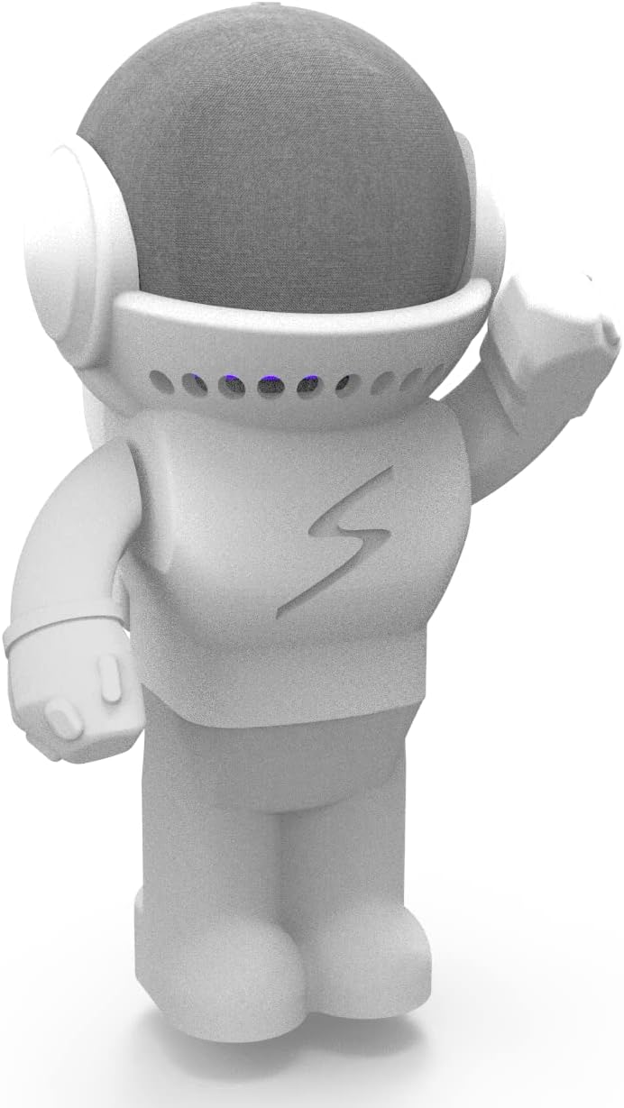 Splin Table Stand Holder Compatible with Amazon Alexa Smart Speaker Echo Dot (4th and 5th gen.) and Apple HomePod Mini, Astro Hero Robot Style (White)