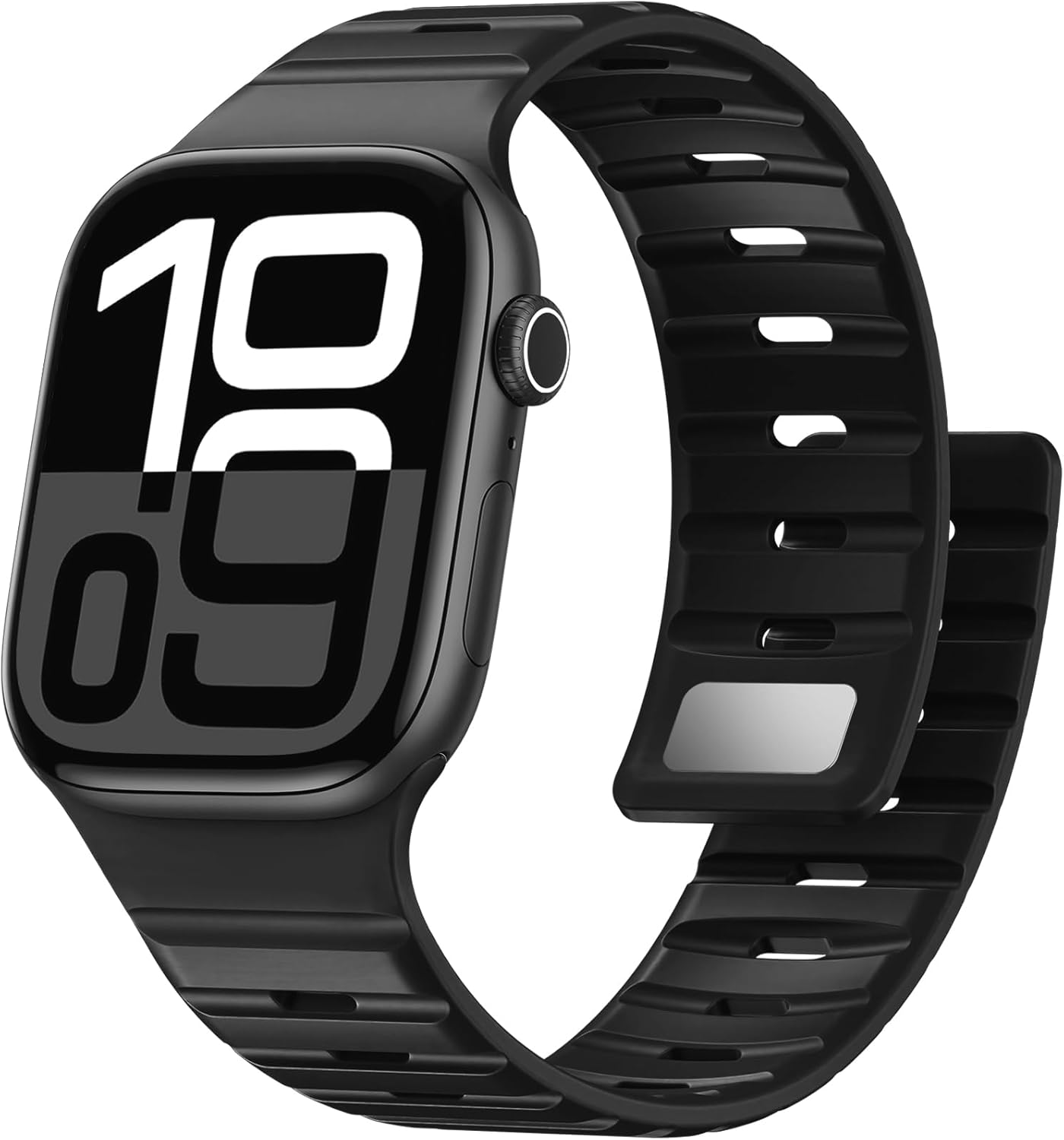 Magnetic Loop Compatible with Apple Watch Bands for Men – Series 10 46mm – Ultra/Ultra 2 49mm – iWatch Series 9 8 7 45mm – Apple Watch 6 5 4 SE SE 2nd 44mm, Sport Silicone Breathable Watch Strap