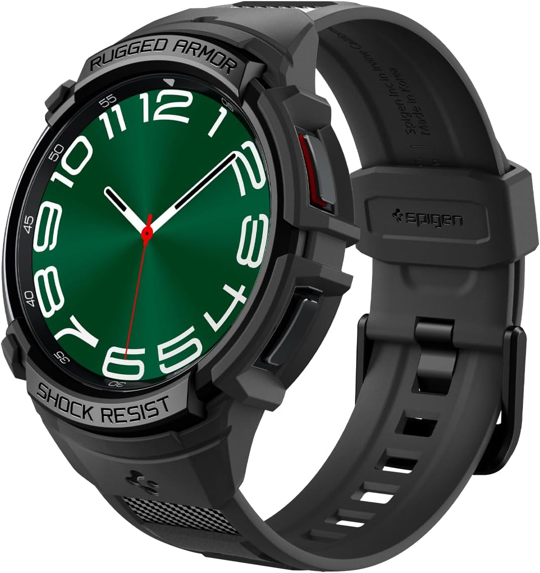 Spigen Rugged Armor Pro Designed for Samsung Galaxy Watch 6 Classic 47mm Case with Band Protective TPU Cover with Strap