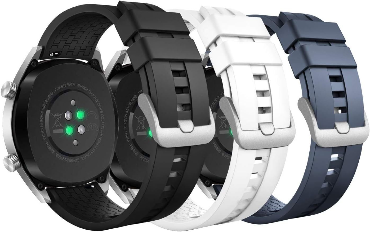 MoKo 3 Pack Bands Compatible with Huawei Watch GT5/GT5 Pro 46mm/GT4 46mm/GT3/GT3 Pro 46mm/GT/GT2 46mm/GT2 Pro/GT2e/GT Runner/Huawei Watch 4/4 Pro/3/3 Pro, 22mm Soft Silicone Replacement Strap