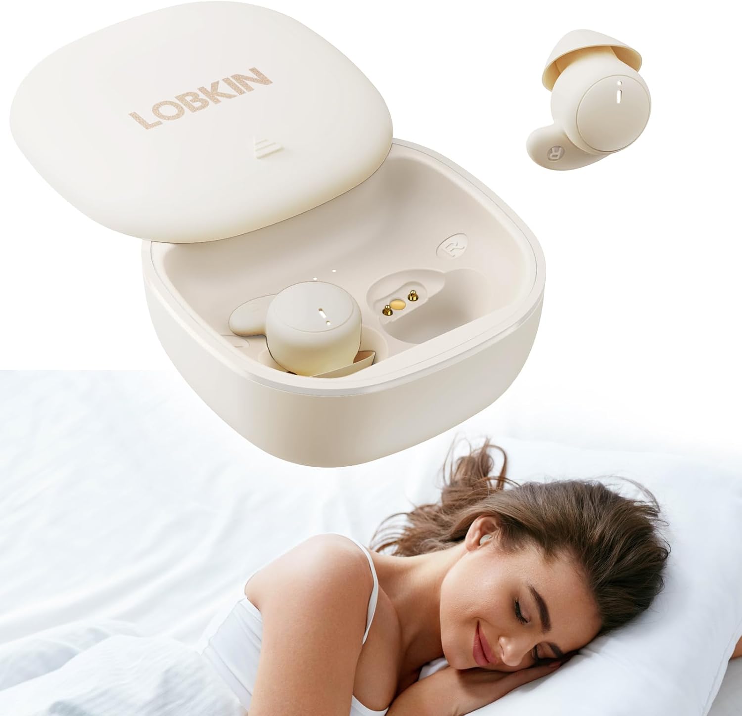 LOBKIN Sleep Headphones,Wireless Bluetooth 5.4 Noise Blocking Sleeping Headphones,Sleep Earbuds for Side Sleepers in-Ear Soft Mini Invisible Buds for Sleeping Working
