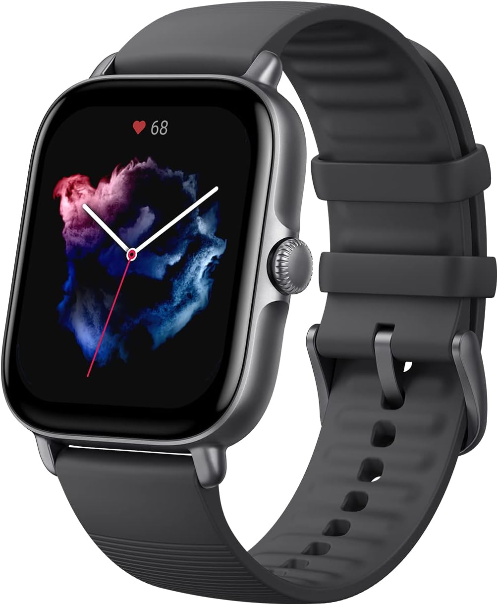 Amazfit GTS 3 Smart Watch 42mm for Android iPhone, Alexa Built-In, GPS, 12-Day Battery Life, Fitness Sports Watch with 150 Sports Modes, AMOLED Display, Sleep Heart Rate Health Tracker, Black