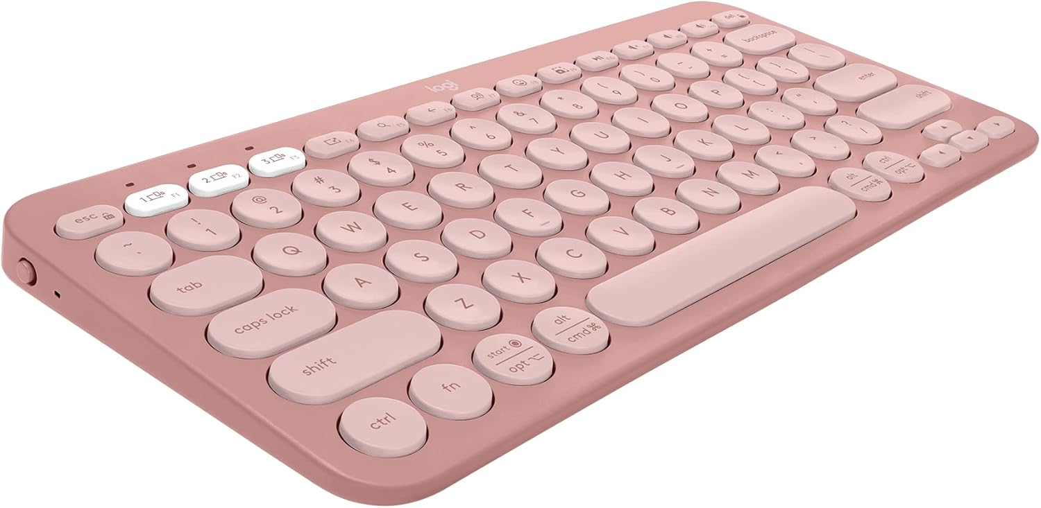 Logitech Pebble Keys 2 K380s, Multi-Device Bluetooth Wireless Keyboard with Customizable Shortcuts, Slim and Portable, Easy-Switch for Windows, macOS, iPadOS, Android, Chrome OS – Tonal Rose