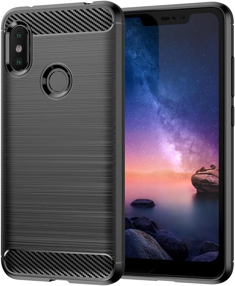Case for Xiaomi Mi A2 Lite Case, Redmi 6 Pro Case, M1805D1SG Case, Slim Thin Carbon Fiber TPU Rubber Protective Cases Anti-Scratch Shockproof Cover for Xiaomi Mi A2 Lite Black