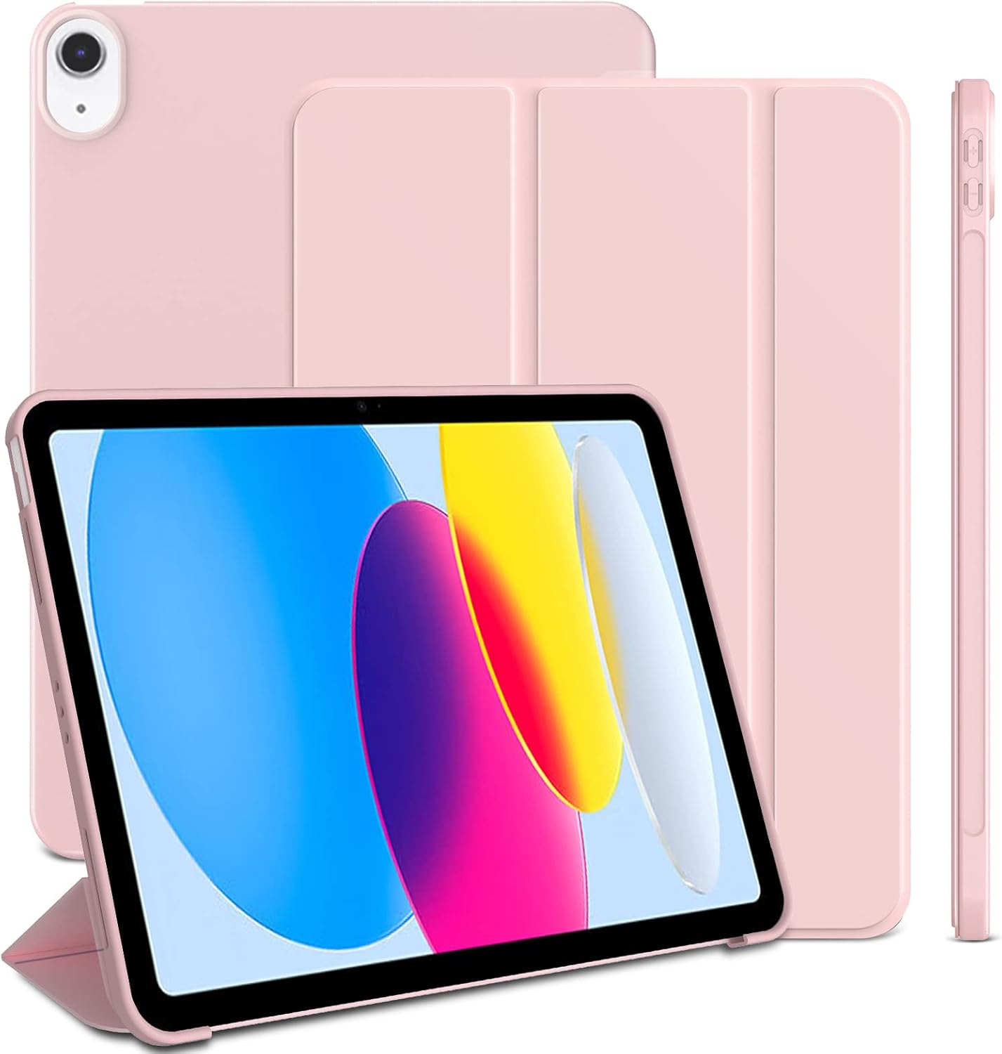 10th Generation Cover for iPad, Auto Wake&Sleep 10 Case, Slim Trifold Stand Cover for iPad 10th Generation, Lightweight Smart Cover Case for iPad 10.9, Pink