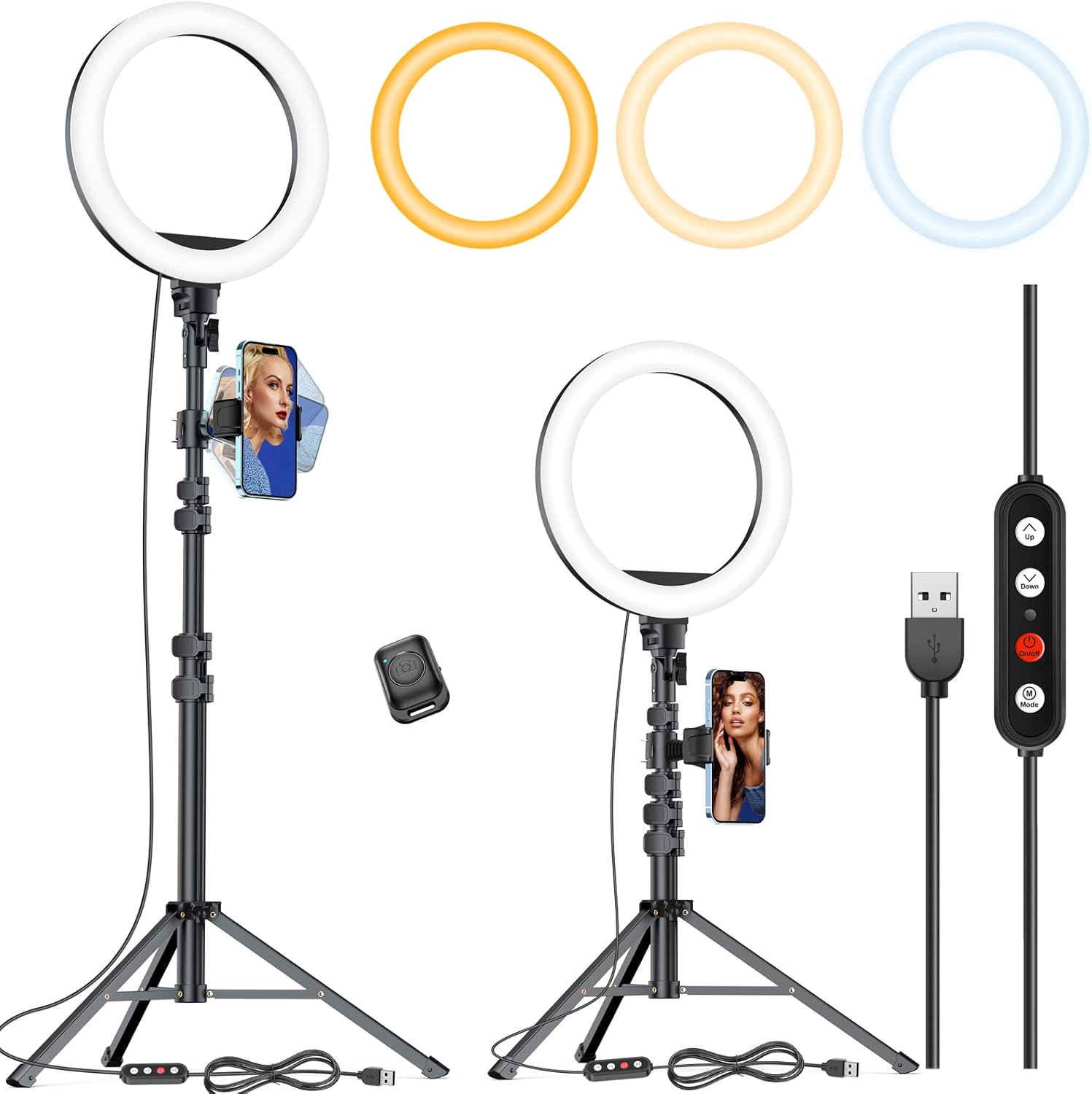 Kaiess 10.2″ Selfie Ring Light with 65″ Adjustable Tripod Stand & Phone Holder for Live Stream/Makeup, Upgraded Dimmable LED Ringlight for Tiktok/YouTube/Zoom Meeting/Photography